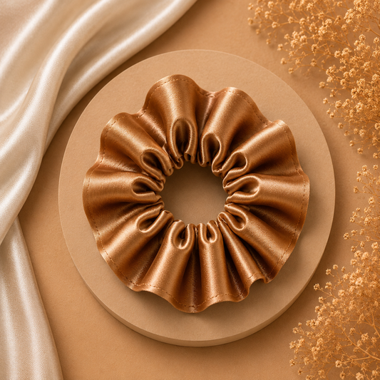 Toffee Glow Satin Scrunchie (one piece)