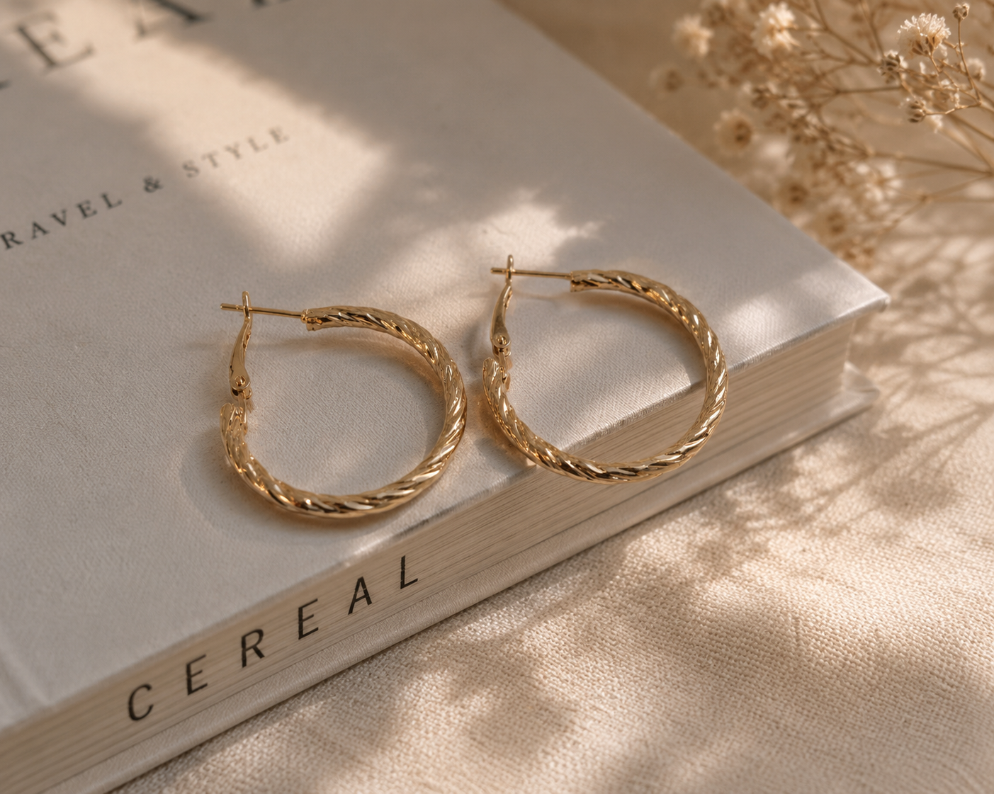 Textured Gold Hoop Earrings