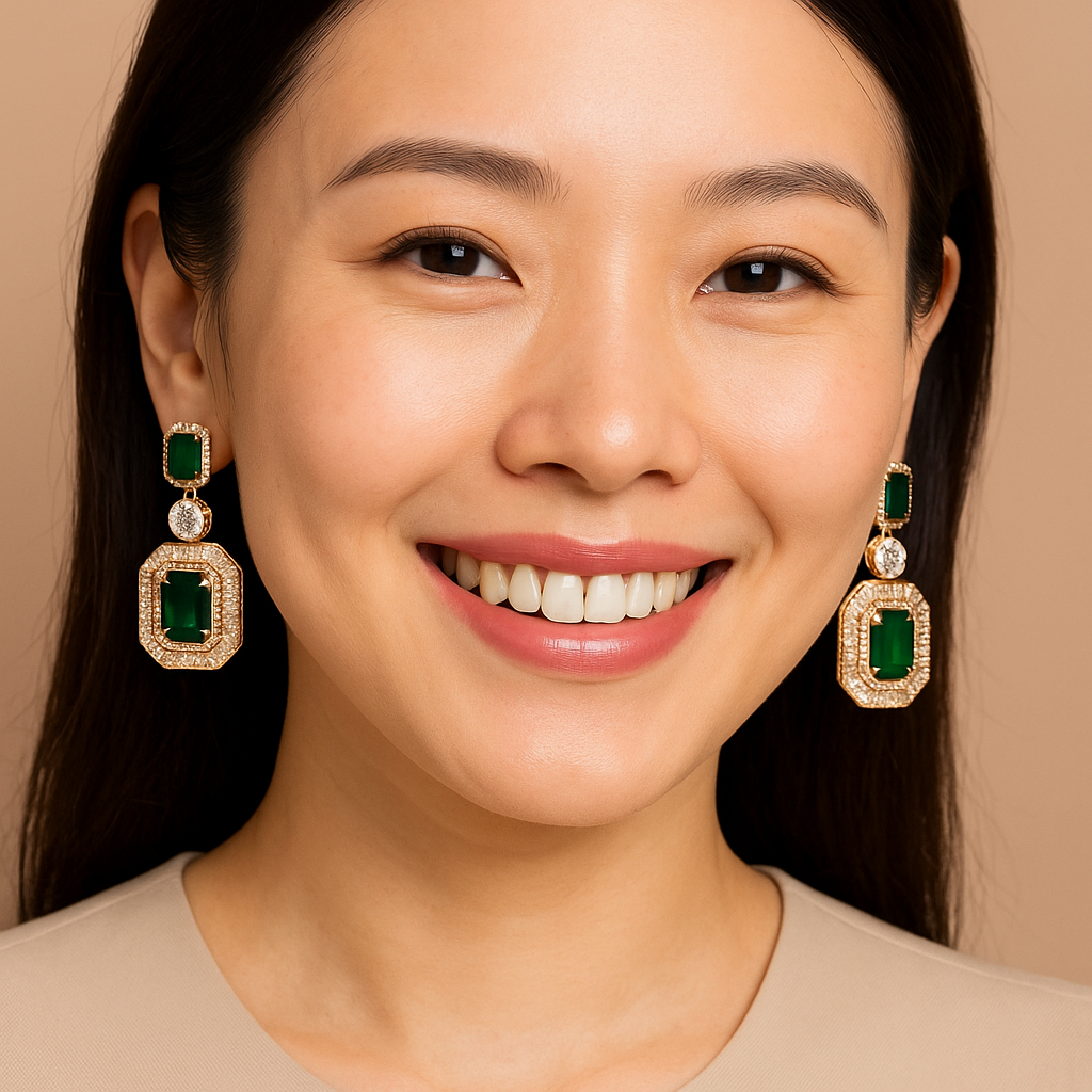 Gold Plated Square Water Droplets Earring