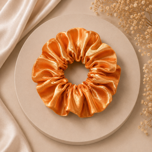 Golden Amber Satin Scrunchie (one piece)