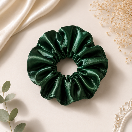 Jade Glow Satin Scrunchie (one piece)