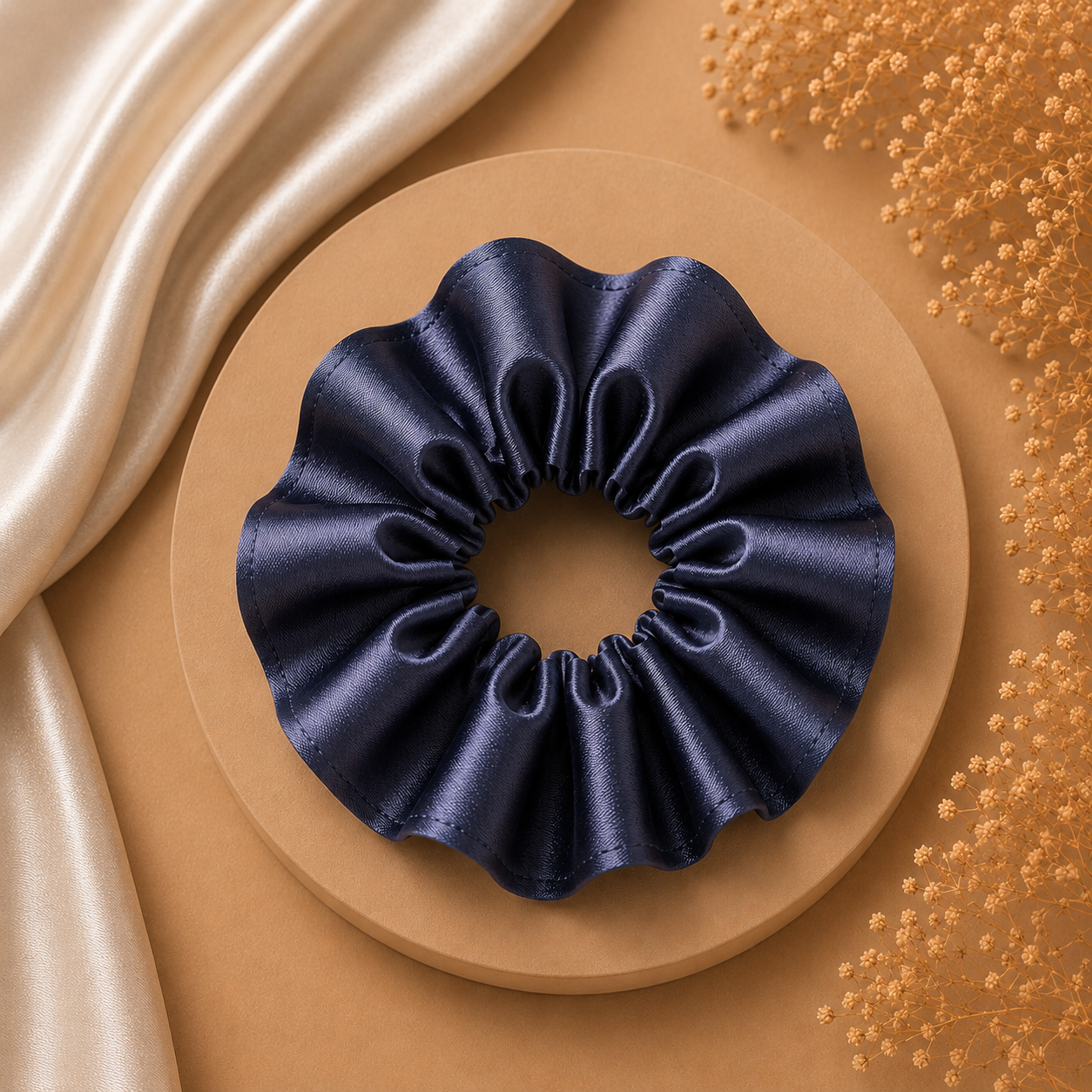 Shadow Blue Satin Scrunchie (one piece)