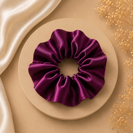 Mulberry Glow Satin Scrunchie (one piece)