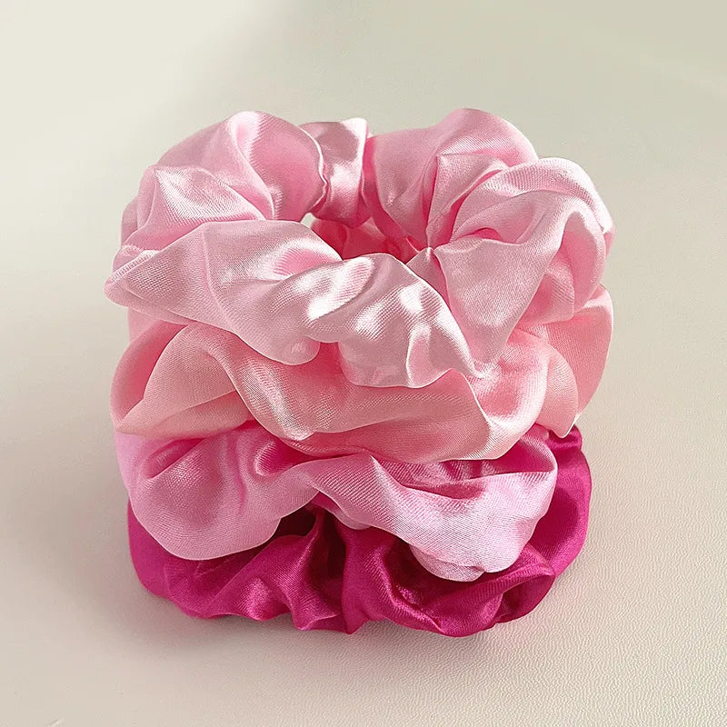 Pink Blossom Satin Scrunchie (Set of 4)