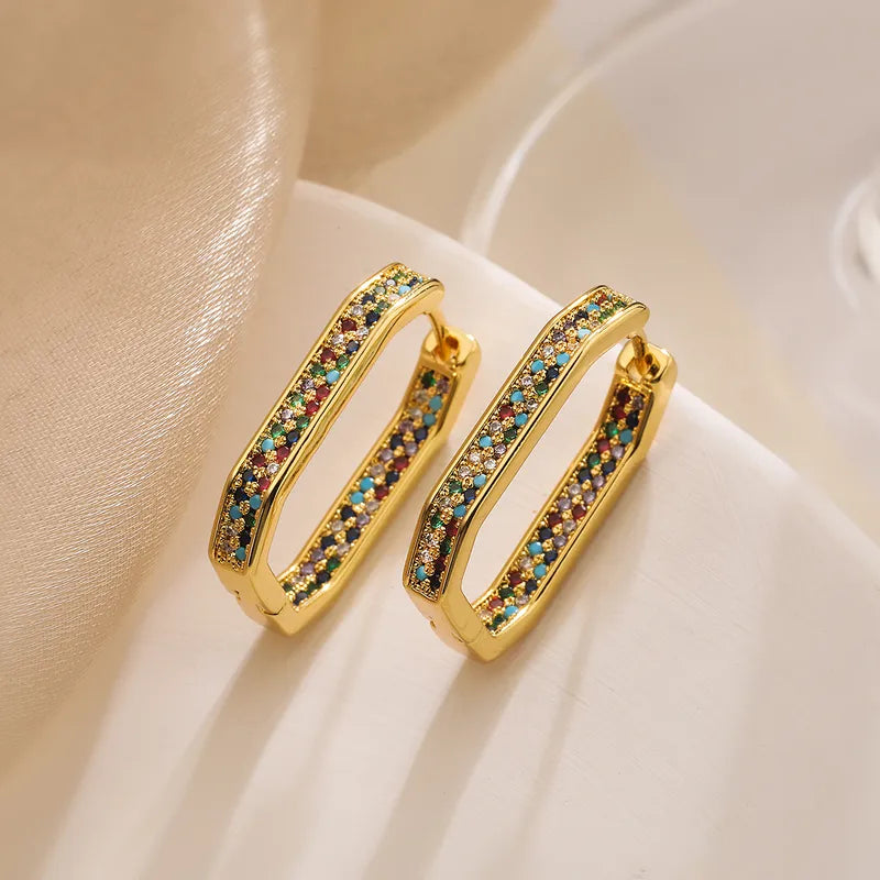 Multicolor Geometric Earrings - Gold Plated