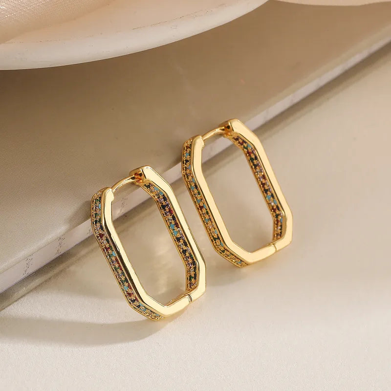 Multicolor Geometric Earrings - Gold Plated