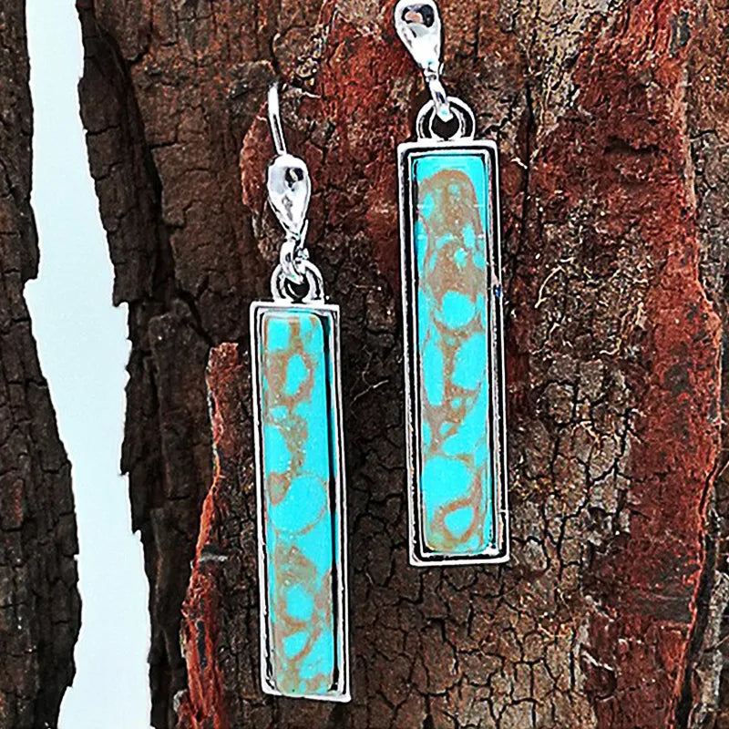 Geometric Drop Earrings - Sea Blue
