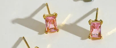 Small Gold-Plated Stud - Gold & Pink
