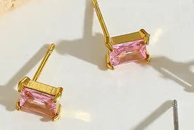 Small Gold-Plated Stud - Gold & Pink