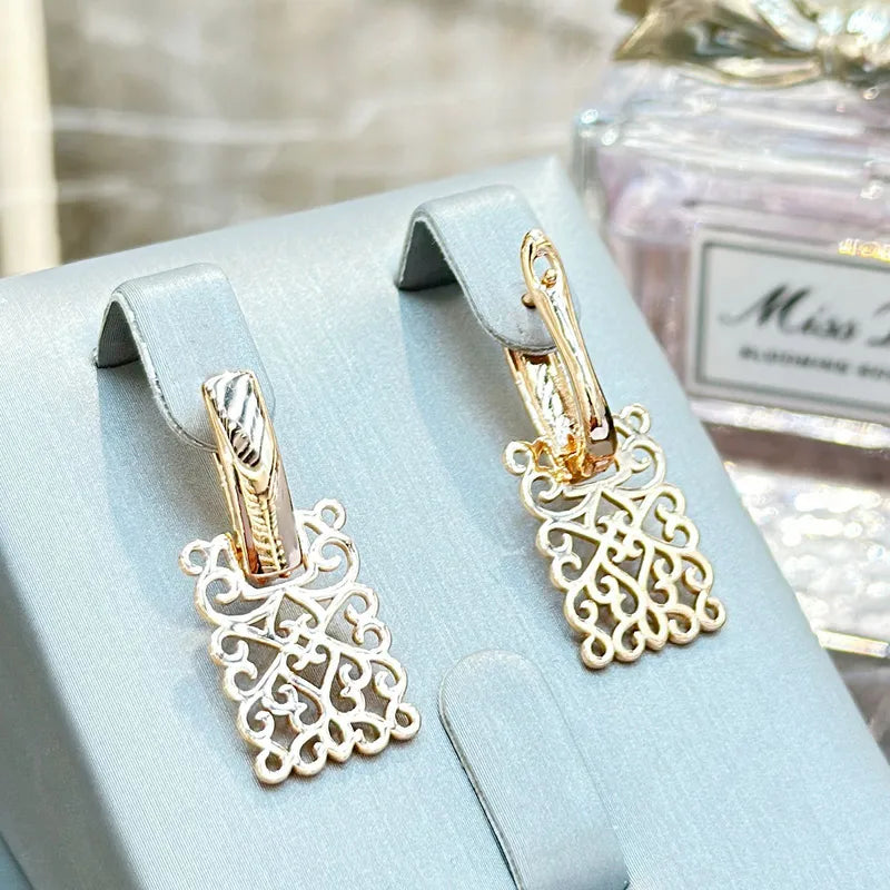 Rose Gold Filigree Drop Earrings