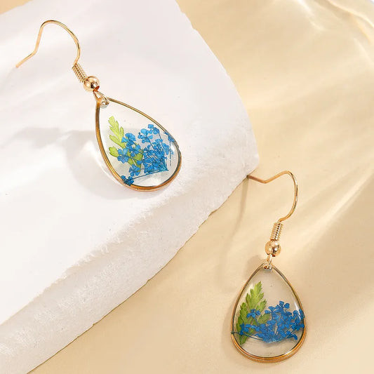 Water Drop Resin Earring - Blue & Green