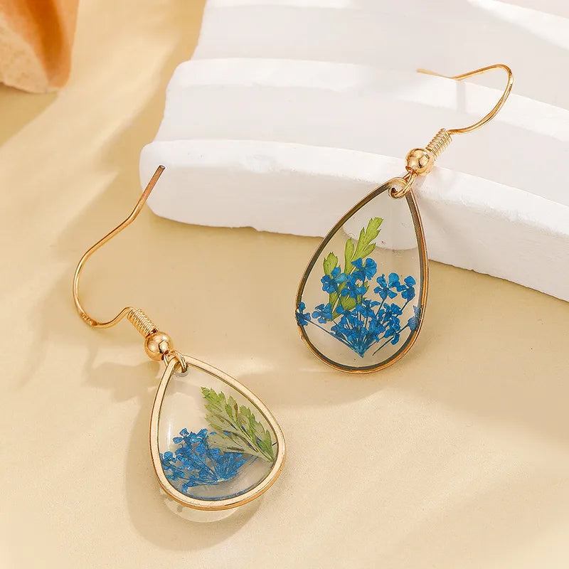 Water Drop Resin Earring - Blue & Green