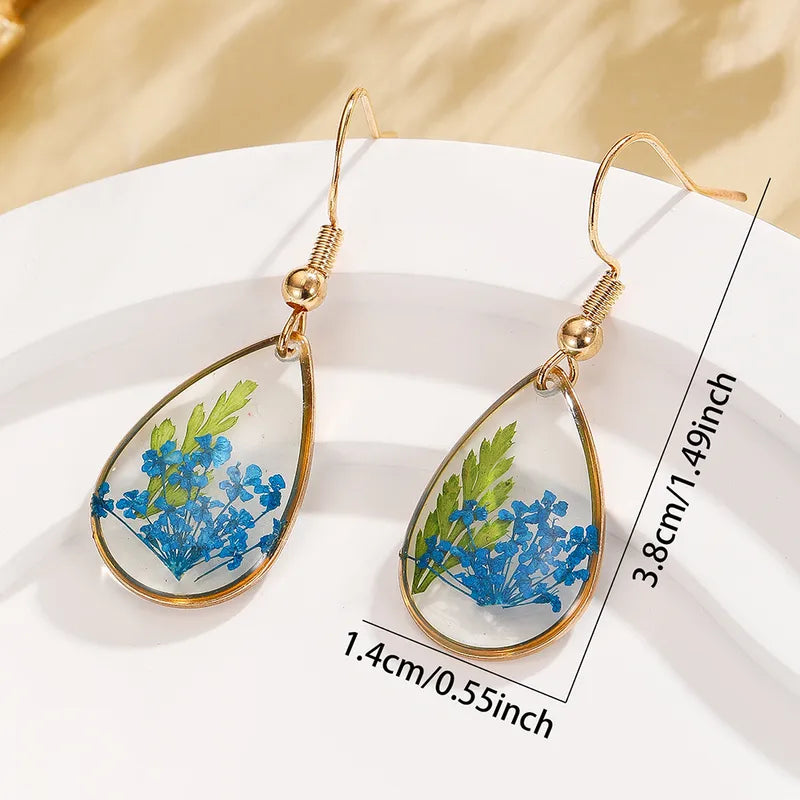Water Drop Resin Earring - Blue & Green