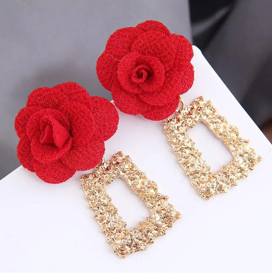 Red flower earring