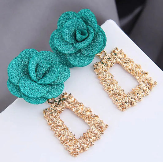 Green flower earring
