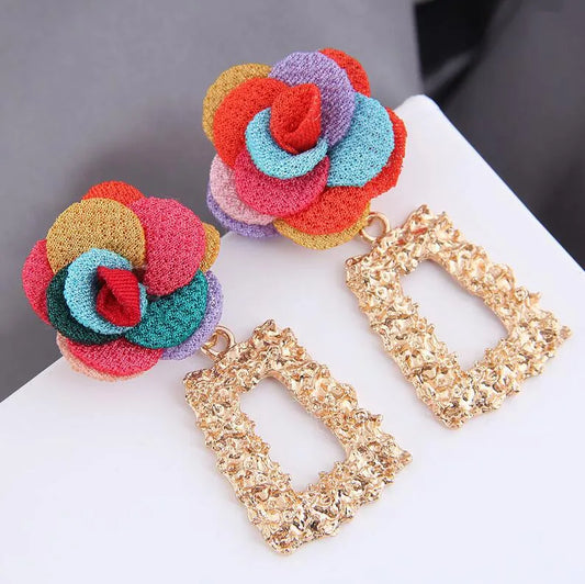 Multicolor flower earring