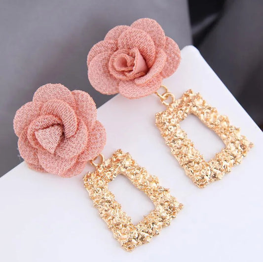 Pink flower earring