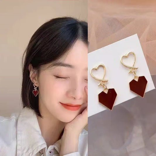 Wine Red Love - Drop Earring