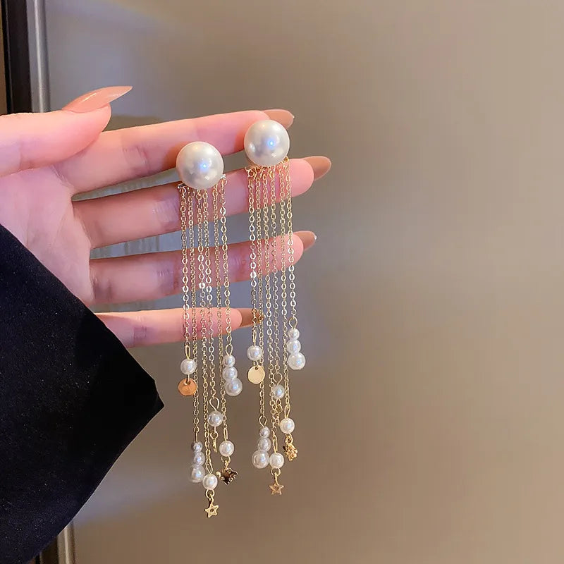 Golden Pearl Tassel earring