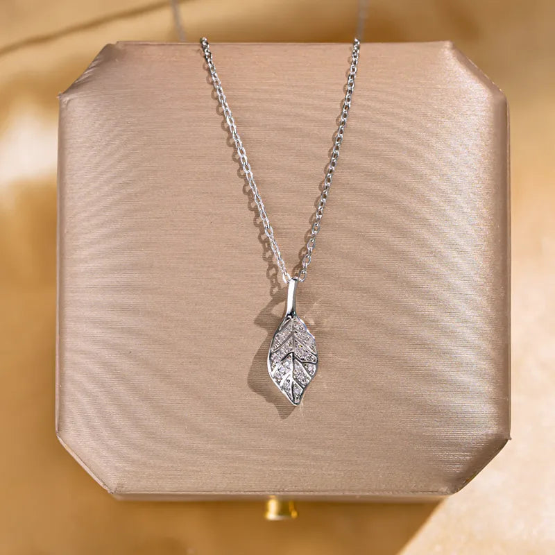 Stainless Steel Pendant - Small Silver Leaf