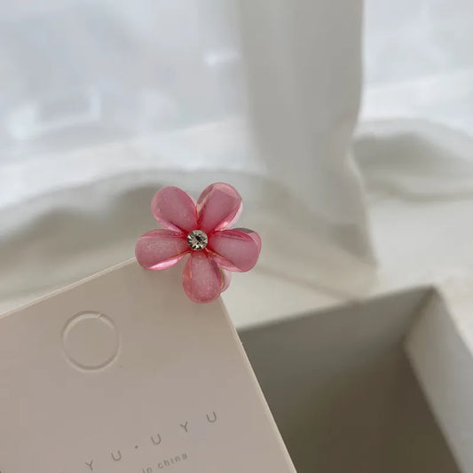 Flower Metal Pearl Hair Claws - Pink One
