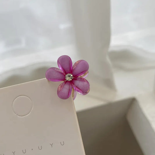 Flower Metal Pearl Hair Claws - Purple One
