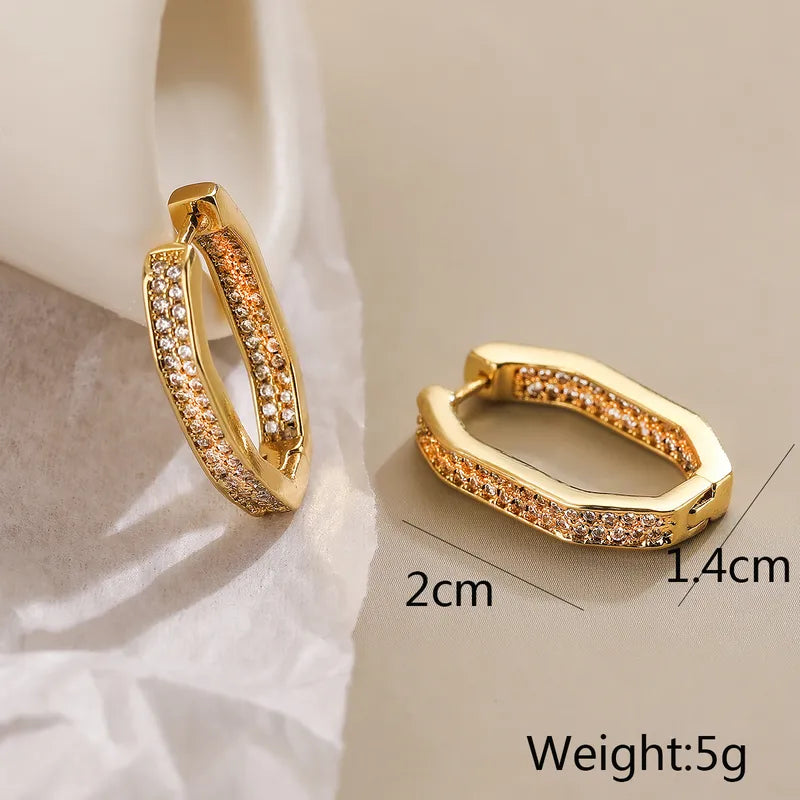 White Geometric Small Earrings - Gold Plated