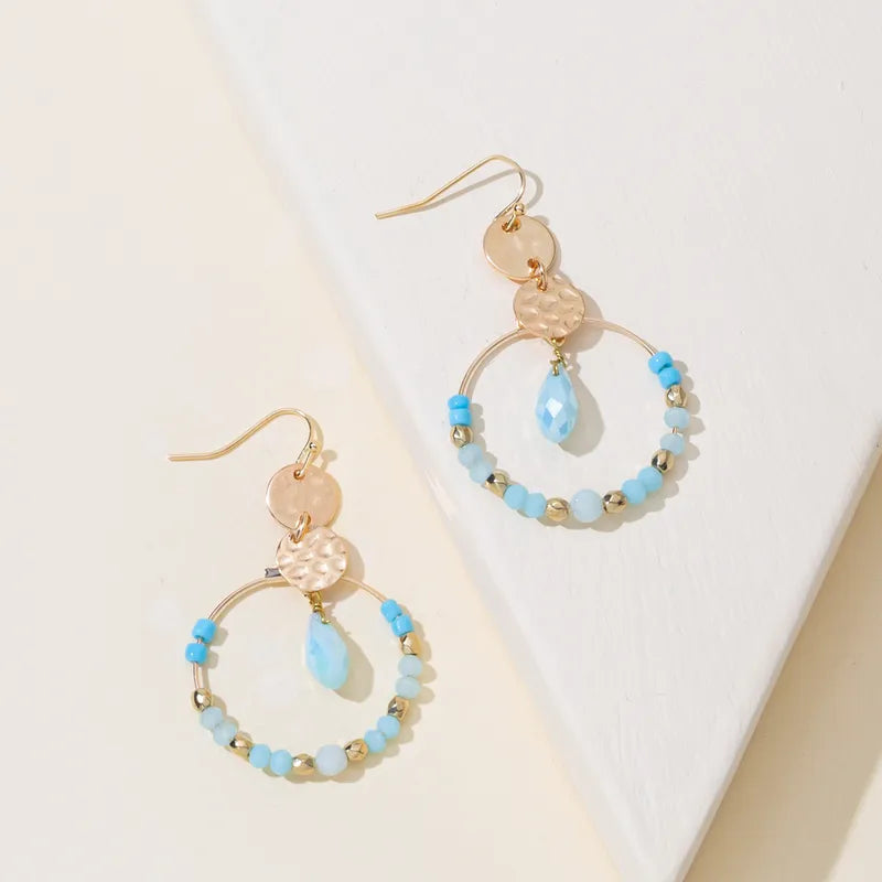 Round Drop Earring - Light Blue