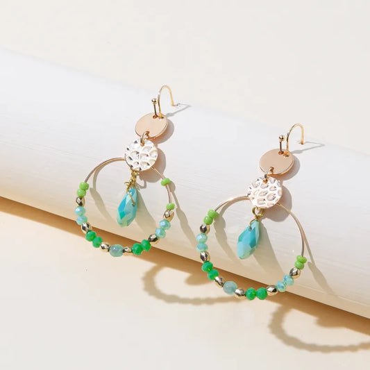 Round Drop Earring - Green