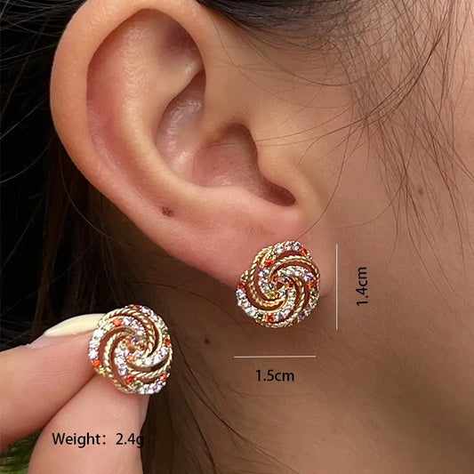 Colorful Gold-Plated Ear Studs