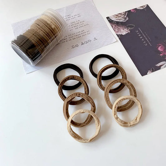 Korean Style Hair Tie - Brown Coffee (8 Pieces)