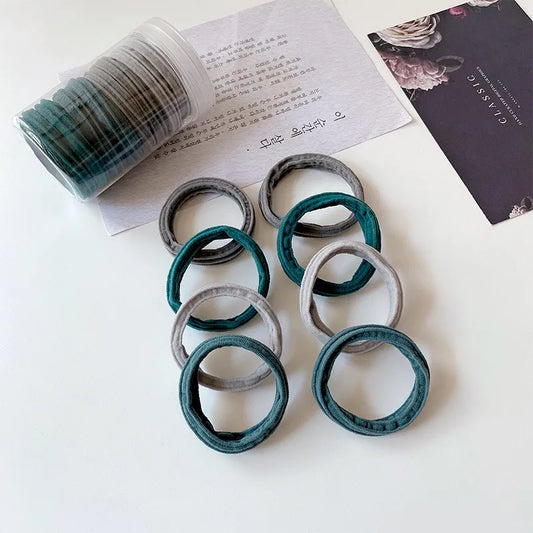 Korean Style Hair Tie - Gray Green (8 Pieces)