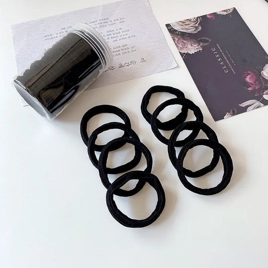 Korean Style Hair Tie - Black (8 Pieces)