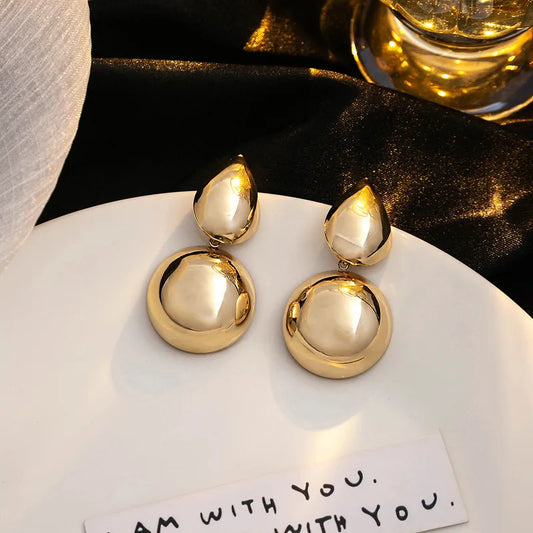 Golden Geometric Drop Earring