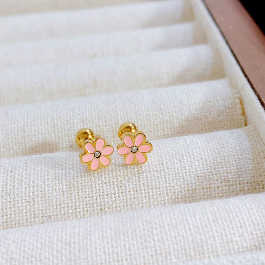 Blush Daisy Studs - Gold Plated