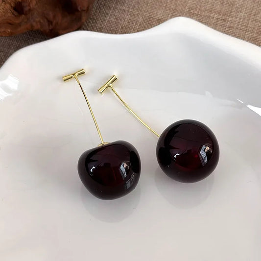 Dark Red Large Cherry Earring