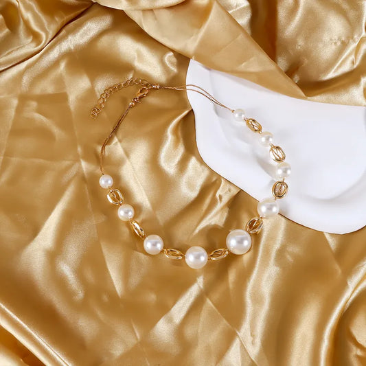 Korean Style Circle Necklace - White