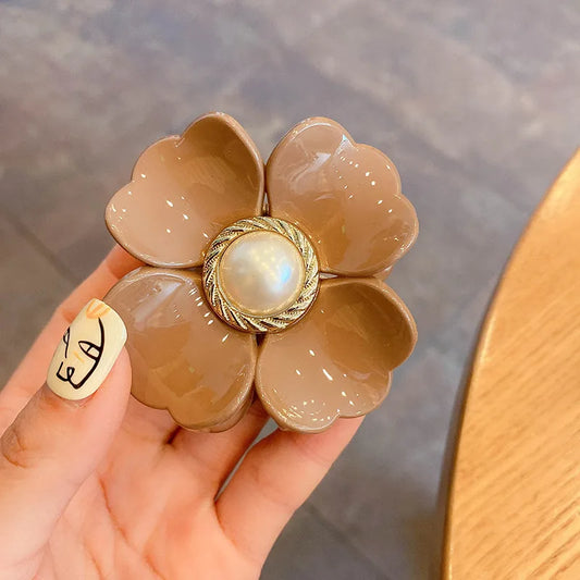 Classic Flower Hair Claws - Coffee Color