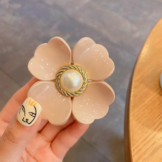 Classic Flower Hair Claws - Beige