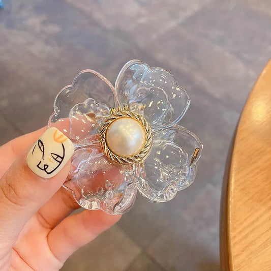 Classic Flower Hair Claws - Transparent