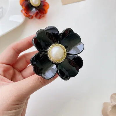 Classic Flower Hair Claws - Black