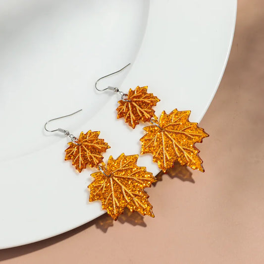 Maple Leaf Earrings - Yellow