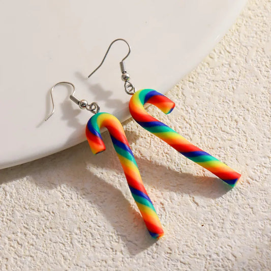 Soft Clay Drop Earrings -  Dark Blue & Green