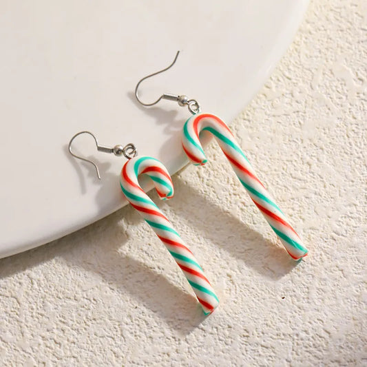 Soft Clay Drop Earrings -  Red & Green