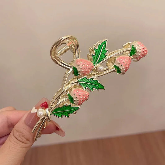 Large Size Tassel Metal Hair Clip - Strawberry