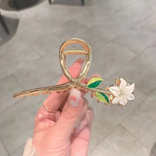 Modern Hair Claws - Green Leaf Lily