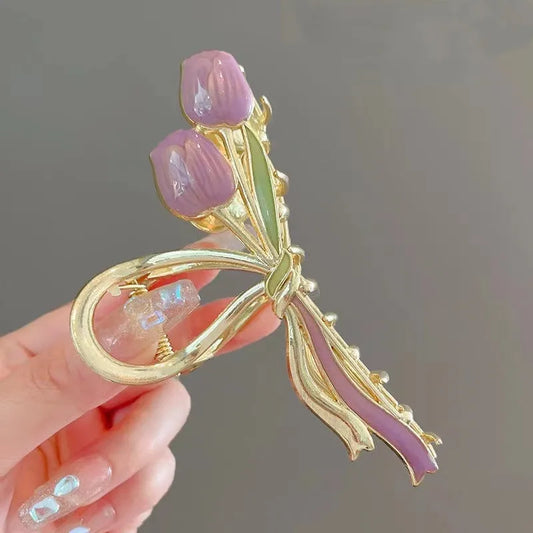 Modern Hair Claws - Purple Tulip