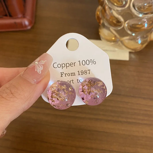 Round Resin Studs - Pink