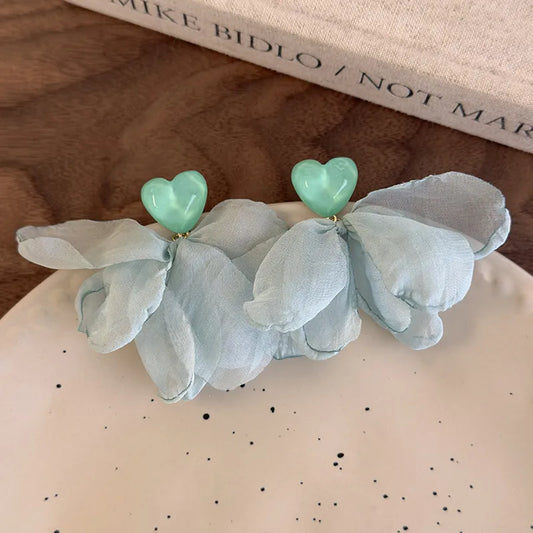 Romantic Fabric Drop Earring - Green