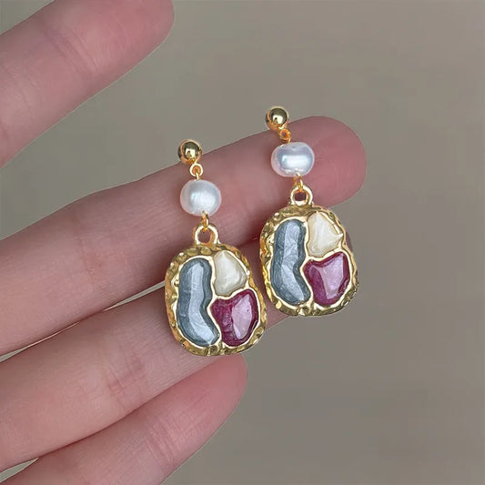 Geometric Oil Painting Earring